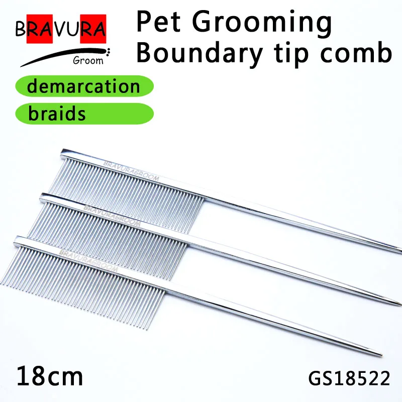 

BAVURA Pet pointed tail di Stainless Aluminum alloy Steel Pet Grooming Comb for Dogs and Cats Gently Removes Loose Undercoat,