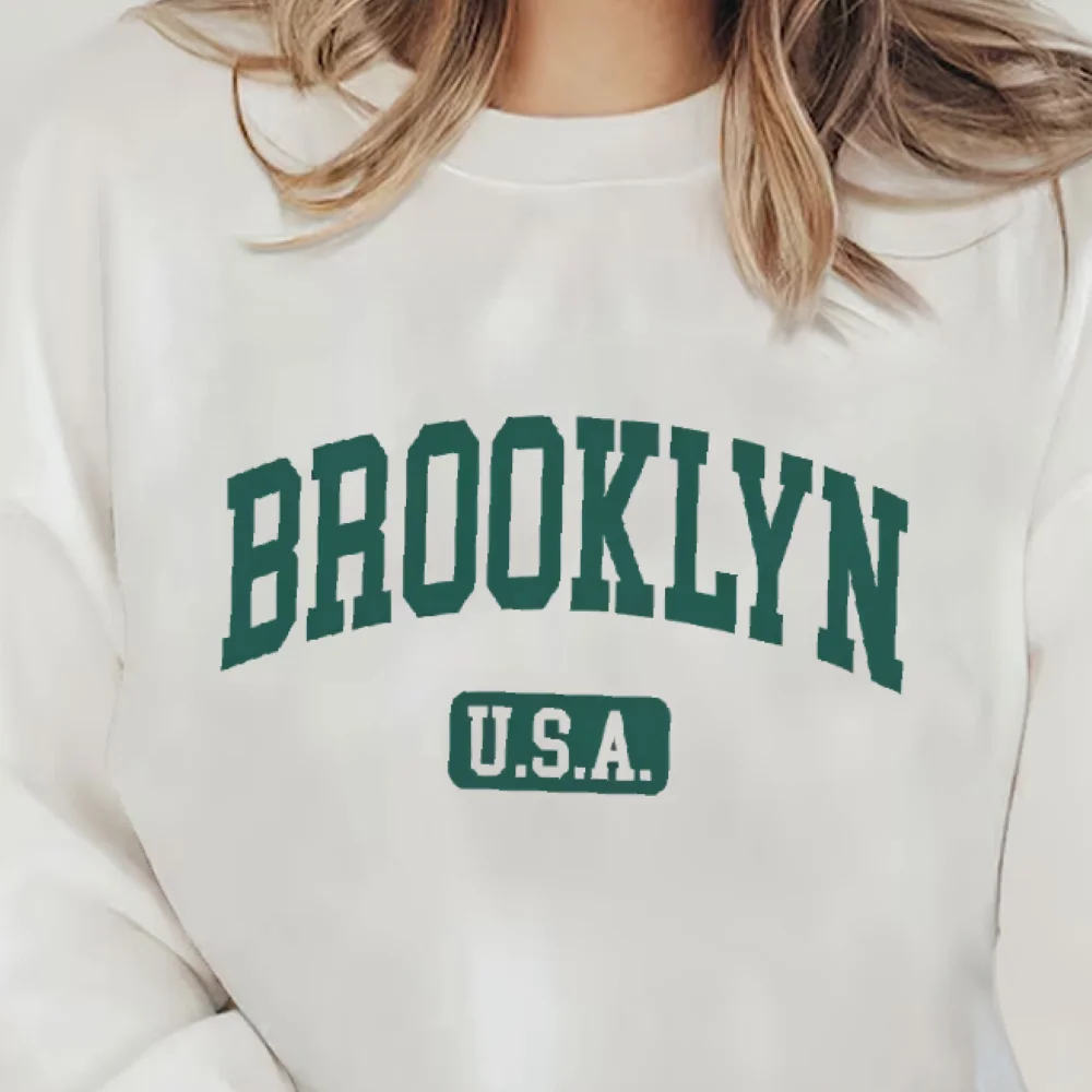 Brooklyn USA Print Sweatshirt Retro City Geïnspireerd Grafisch Cool Streetwear Casual Losse Comfortabele stoffen tops met lange mouwen