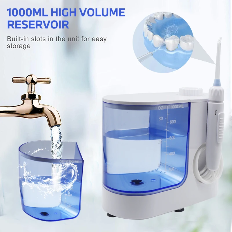 Portable Electric Dental Water Flosser Oral Irrigator With 7 Tips Nozzles 1000ML For Teeth Cleaning Whitening Oral Hygiene