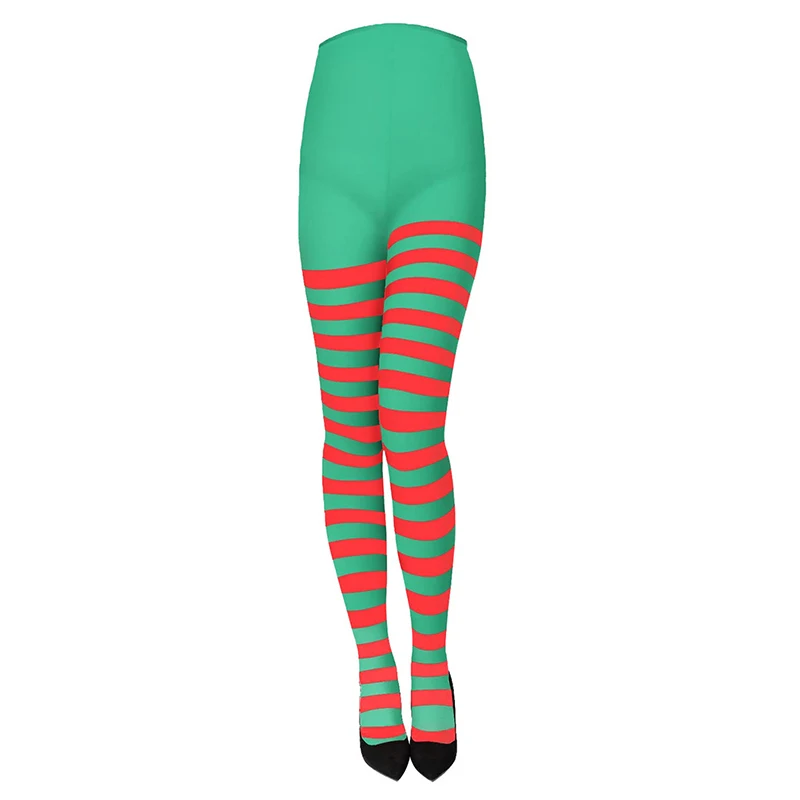 Women Christmas Striped Tights Full Length Tights Thigh High Stocking for Christmas Party Makeup Prom Decoration Cosplay Costume