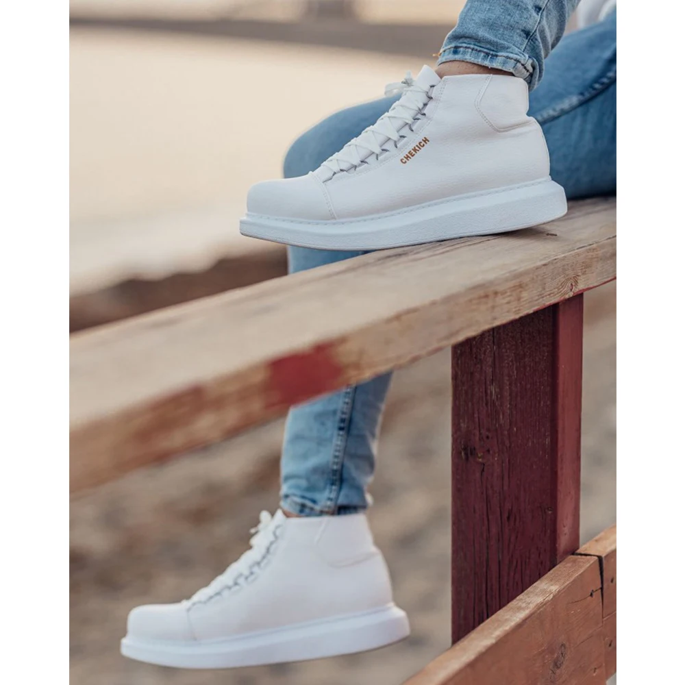 FOH Store Men Women Boots Shoes White Artificial Leather Lace Up Sneakers 2023 Comfortable Flexible Fashion Wedding Orthopedic Walking Sport