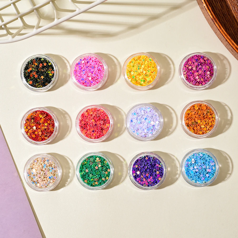 Popularity Mixed Five Pointed Star Design Nail Glitters Holographic Glitter Sequins Nail Patch DIY Nail Art Decoration 1g/Bottle
