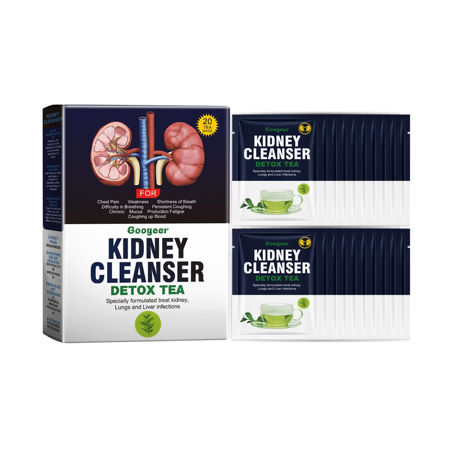 20 قطعة Googeer الكلى إزالة السموم الشاي نظيفة تغذي تشى الجمال حماية الكبد الكلى واضح الحرارة طارد الرطبة علاج الجسم الشاي