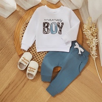 Casual New Baby Boys Long Sleeve Outfits Clothes Fashion Letter Print Sweatshirt Tops Elastic Pants Suit for Baby Fall Clothing