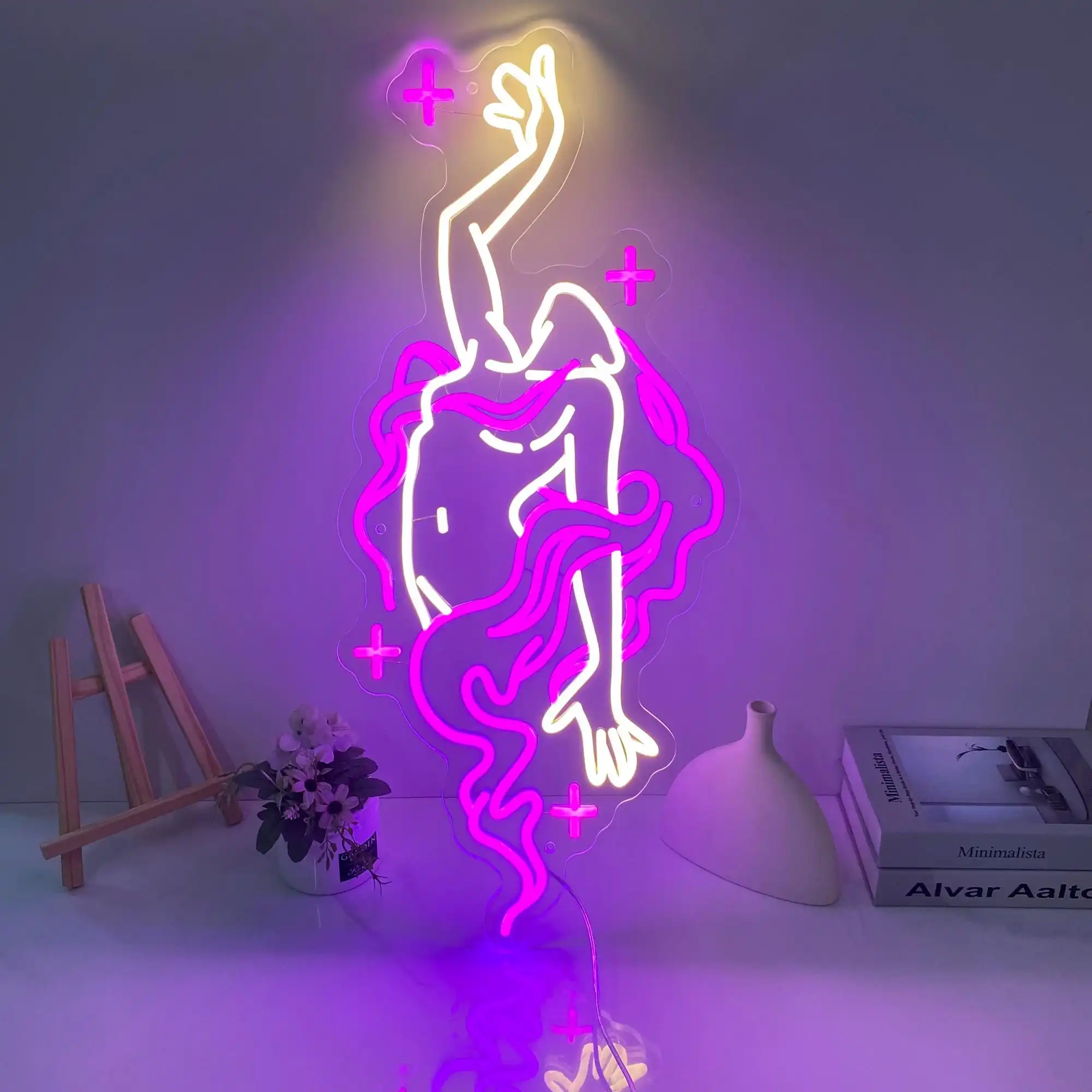 فتاة النيون تسجيل الشعر الطويل فتاة غرفة نوم ديكور المنزل بار نادي جدار الفن شنقا مخصص النيون هدية شخصية للمراهقين