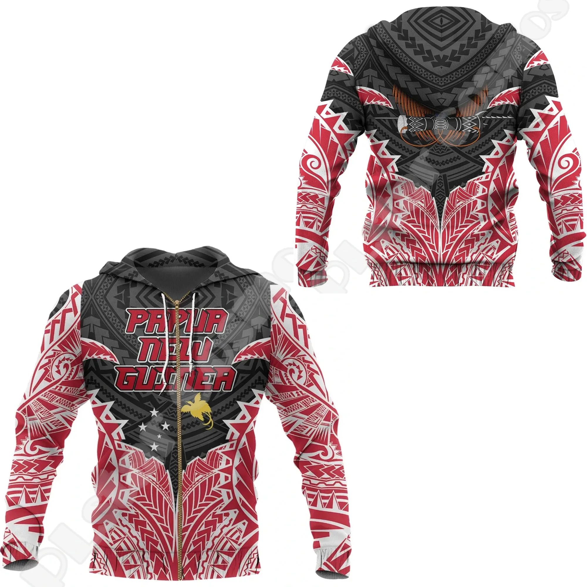 NewFashion Islands Country Flag Papua New Guinea Culture Tribal Tattoo Retro 3DPrint Pullover Harajuku Casual Hoodies Jacket M54