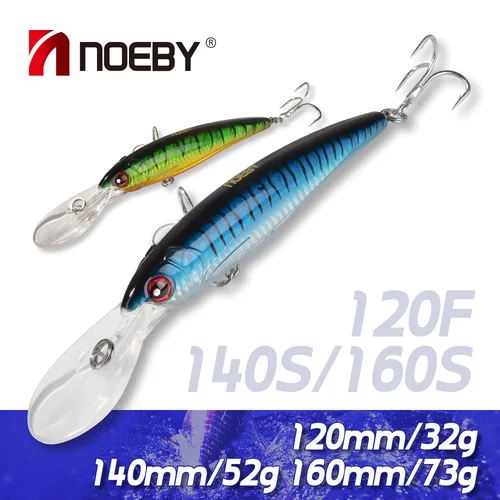 Señuelos de pesca Noeby Trolling Minnow 12cm 14cm 16cm flotante de hundimiento lento Wobbler cebo Artificial lubina señuelo de pesca de agua salada