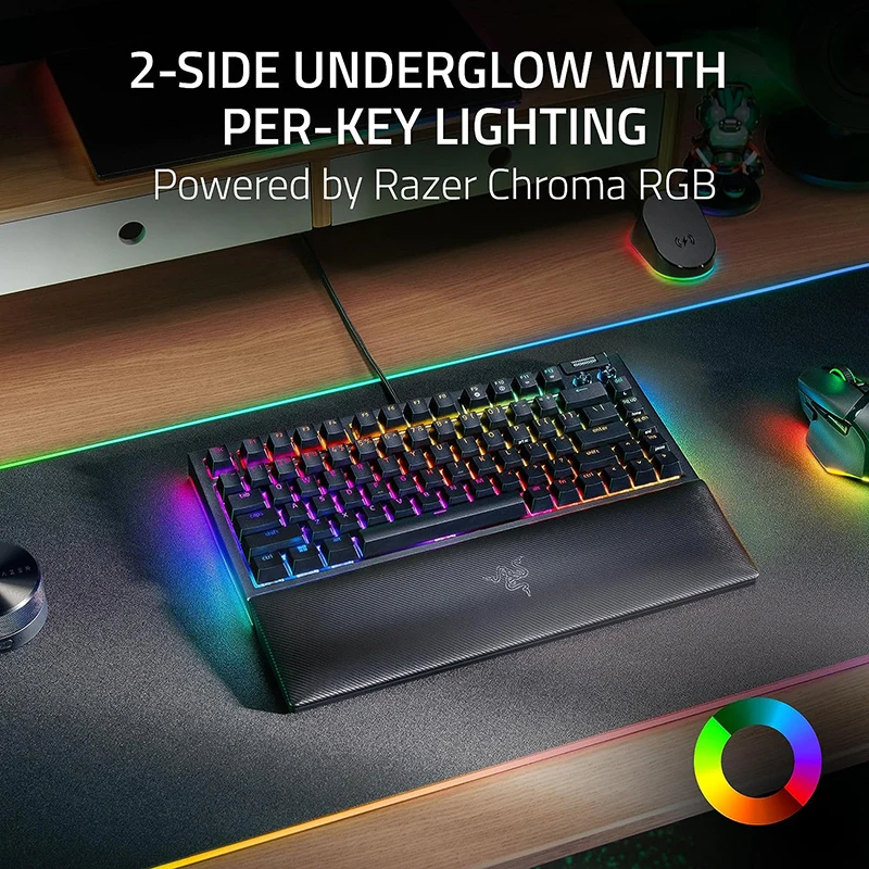 Imagem -04 - Razer-blackwidow Teclado Mecânico para Jogos Design Hot-swappable mf Roller Teclas de Mídia Interruptores Táteis Laranja Chroma Rgb v4 75