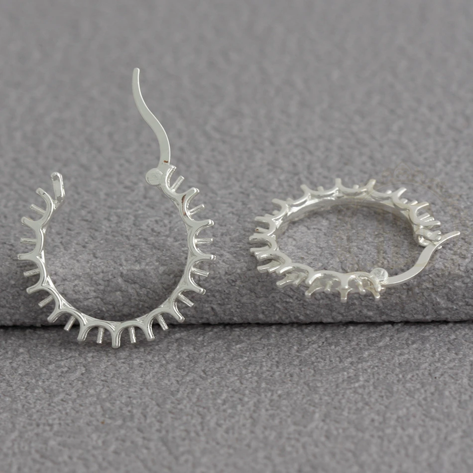 DIY Supply-2 قطعة من عمود القرط النحاسي الصلب مع إعداد ودبوس من الفضة الاسترليني - حلقة 23.5 × 23 مم (4921C-10)