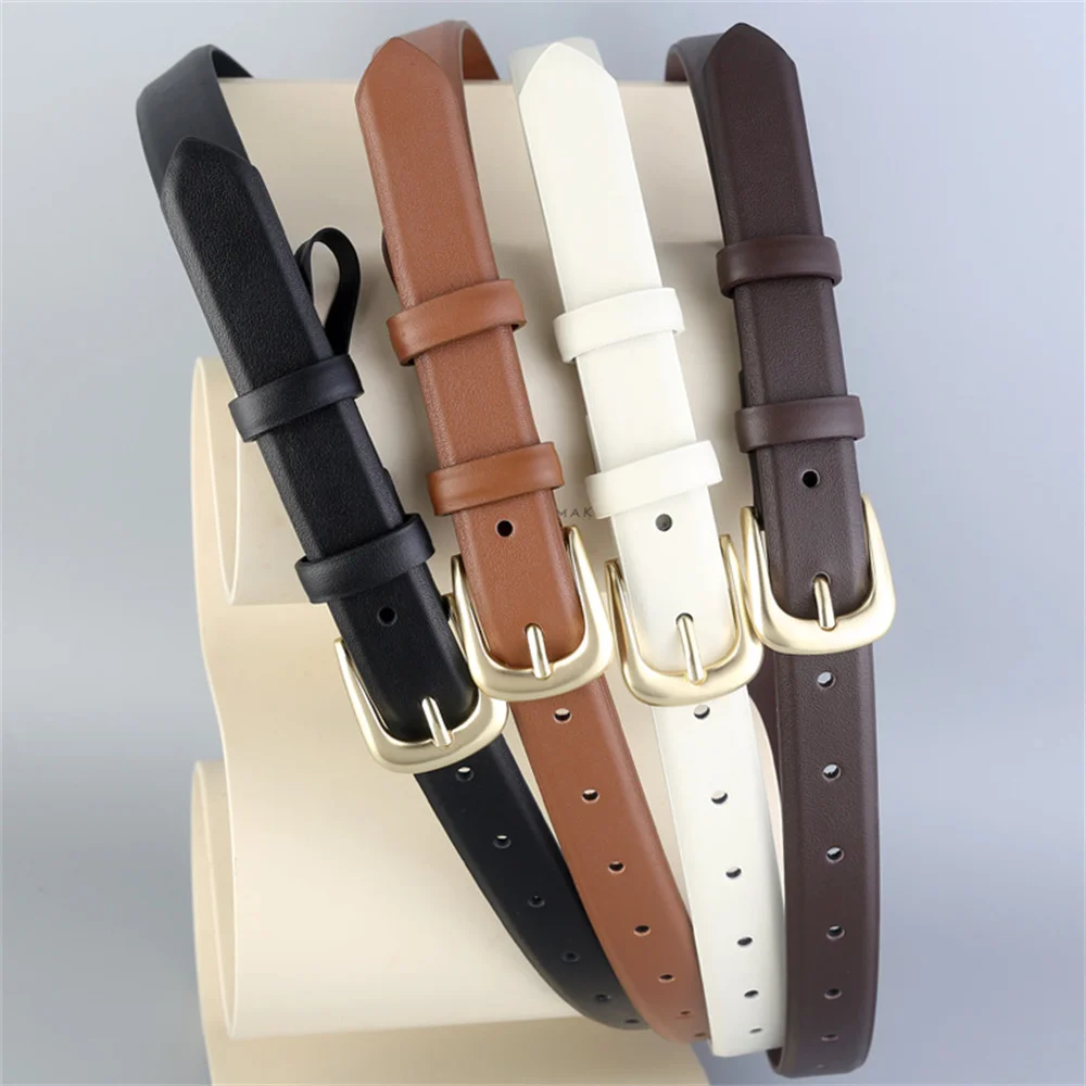 New Genuine Leather Women's Belt Fashion Korean Metal Pin Buckle Decorative Jeans Waistbelt Simple Commuter Clothing Accessories