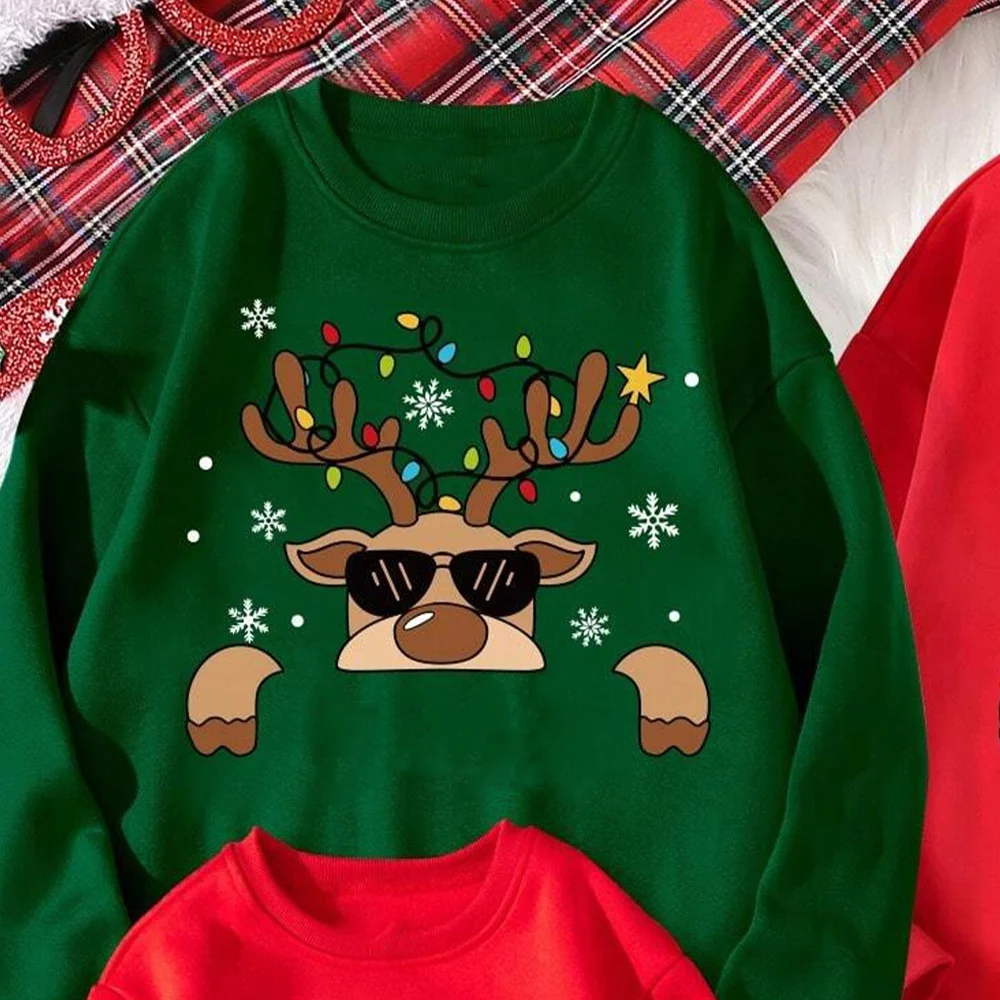 Christmas Family Clothes Santa Claus Graphic Long sleeves Top Men Women Children Clothes Festival dress up Adult Pullover shirt
