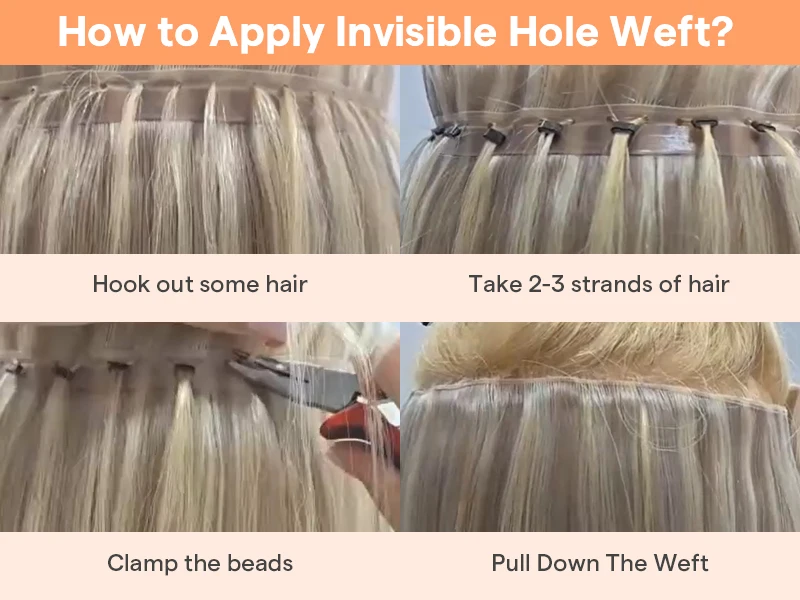 Moresoo Butterfly Weft Hair Extensions Invisible Pu Hole Weft Extensions Hand Tied Add Volume Double Side Genius Weft Extensions
