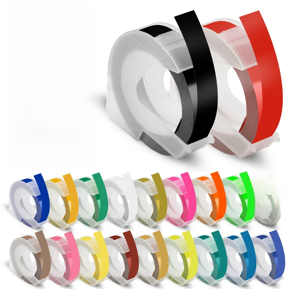 1 rouleau de ruban adhésif 3D Dymo compatible 9 mm pour imprimante d'étiquettes manuelle Dymo Motex E101 E202 12965 1540