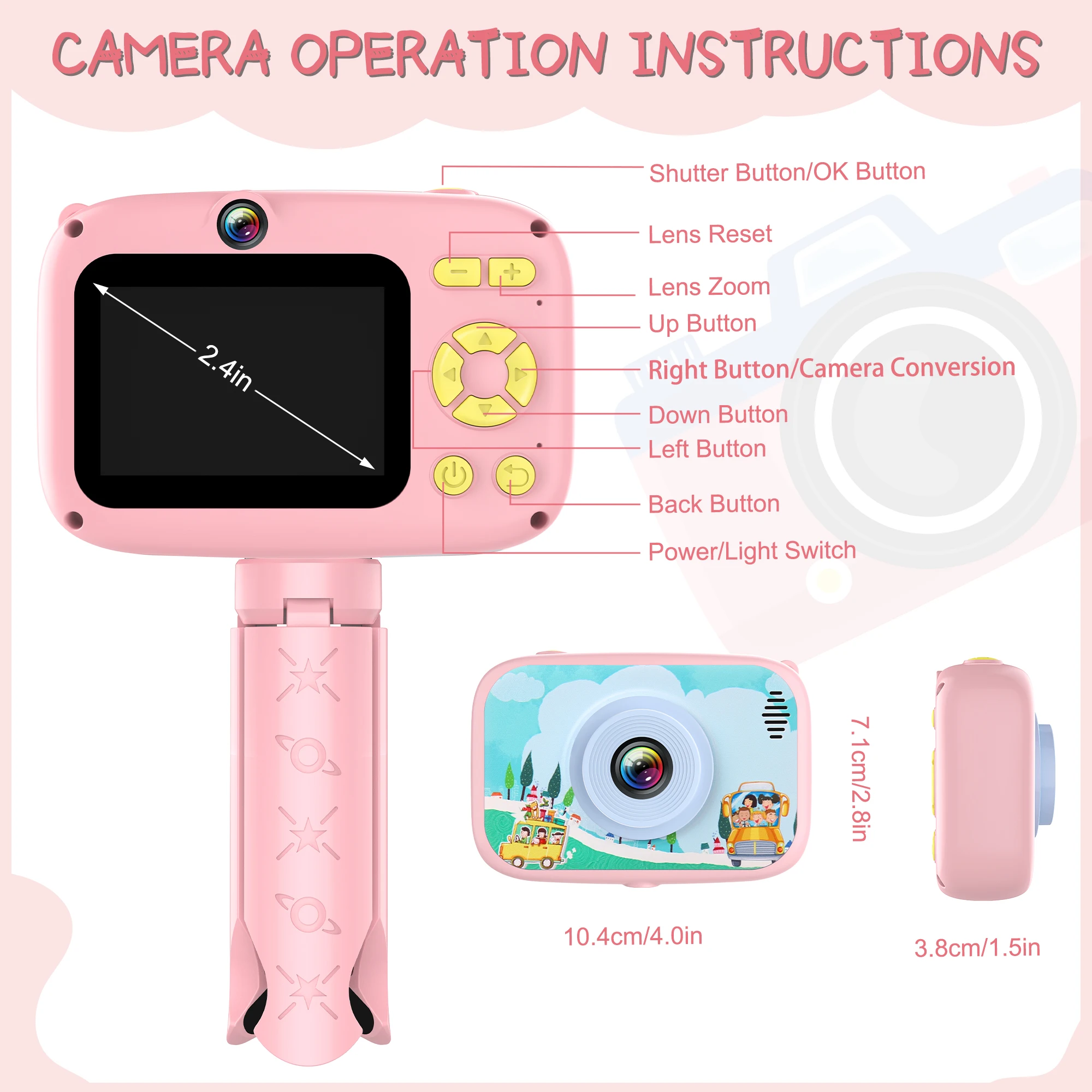 Kids Camera Toys for 3-12 Years Old 40MP HD Selfie Digital Video Camera with 32GB SD Card