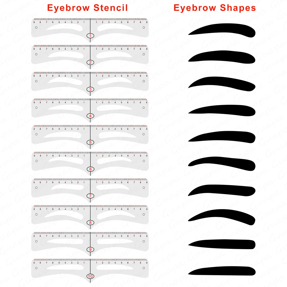 10 Option Reusable Eyebrow Shaper Stencil Kit Microblading Brow Position Stencil Perfect for Quick & Precise Brow Design