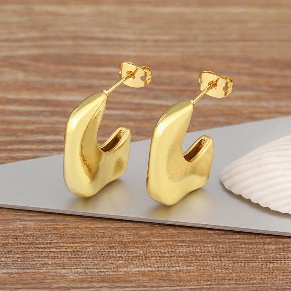 Nidin New Arrival Hip-Hop Style Irregular Moon Shape Drop Earrings For Women Lucky Ear Jewelry Birthday Party Personality Gifts