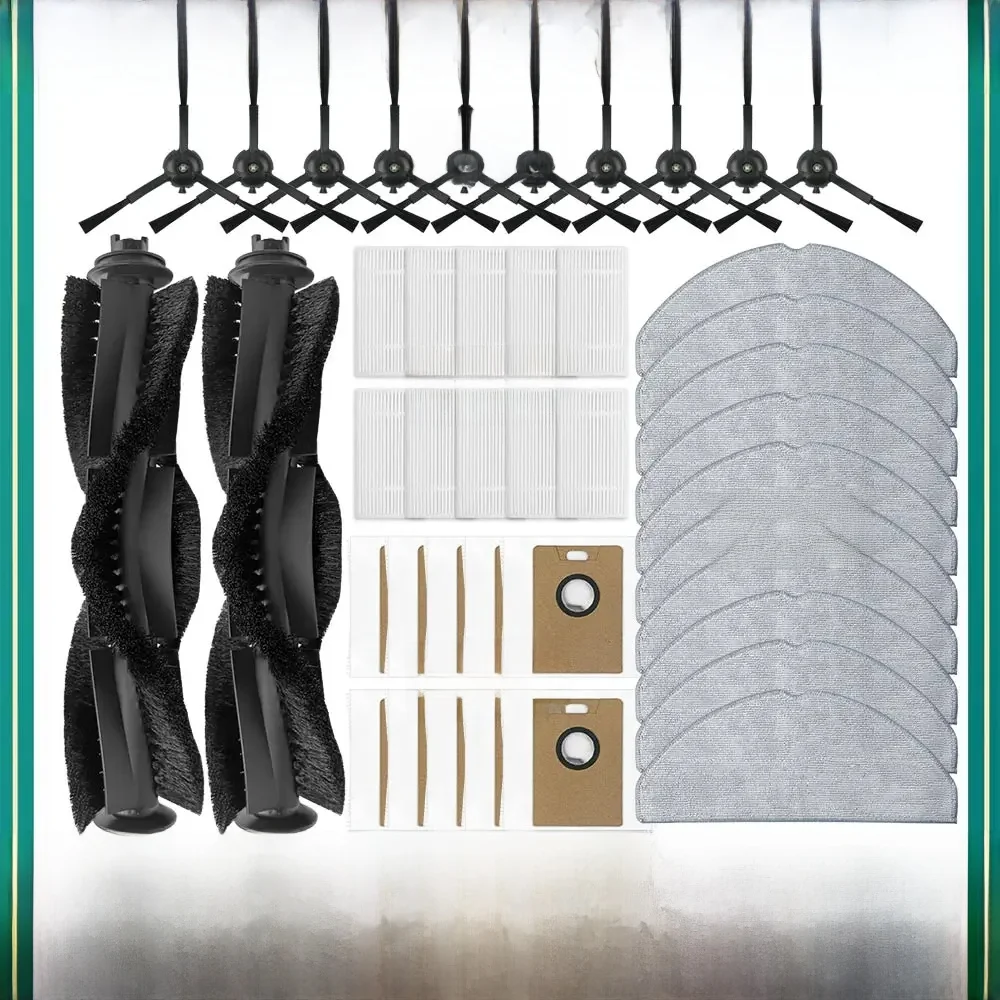 Compatible avec TP-Link Tapo RV30 Max Plus / RV20 Max Plus / RV30 Max / RV20 Max Brosse Principale Latérale Filtre HEPA Serviette de Vadrouille Sac à Poussière Pièces