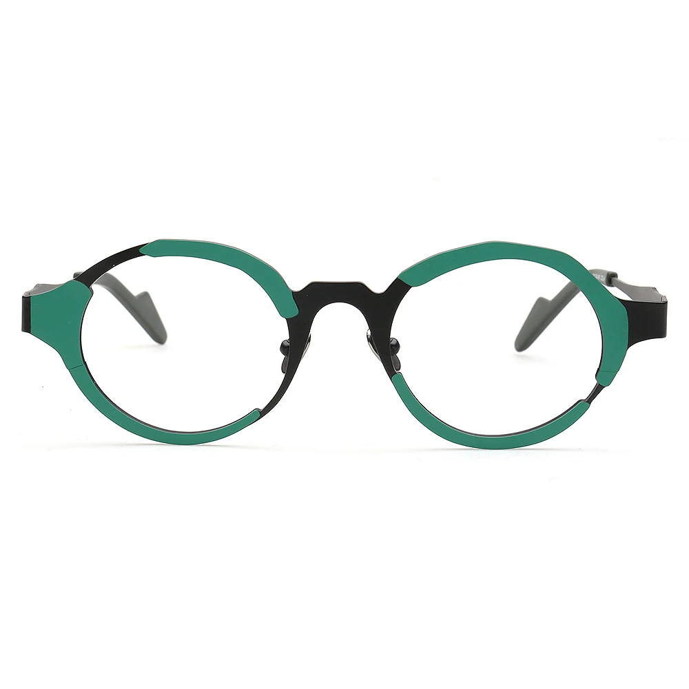 Funky Mens Round Titanium Eyeglasses Women Vintage Optical Glasses Frames Nerd Prescription Spectacles Oddball Eyewear Myopia