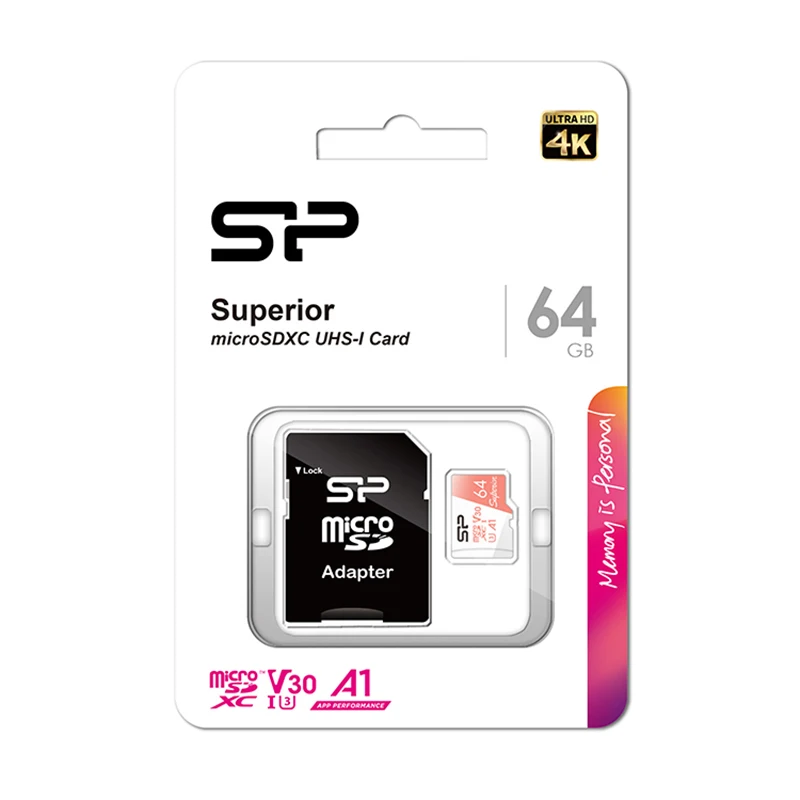 Silicon Power microSDXC Superior UHS-I U3 A1 V30 4K 64GB