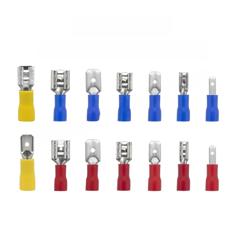 100/50 sztuk mężczyzna/kobieta terminale na zaciski 2.8mm 4.8mm 6.3mm, izolowany, Spade, drut, złącze do prasowania na zimno elektryczne kabel połączeniowy wtyczka — zdjęcie 2