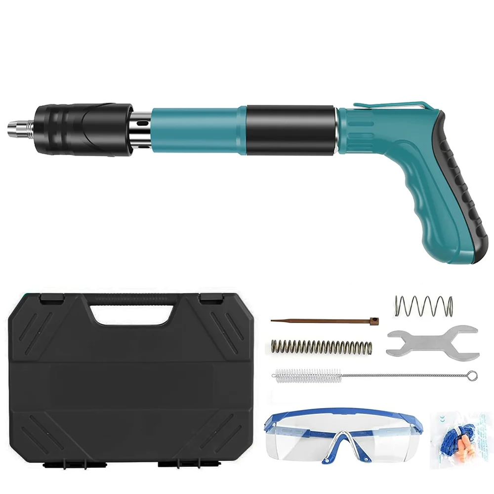Pistolet à clous manuel en acier, 4 vitesses réglables, mini pistolet à rivets portable pour l'installation sur murs en béton, plafonds et bois, avec conception silencieuse
