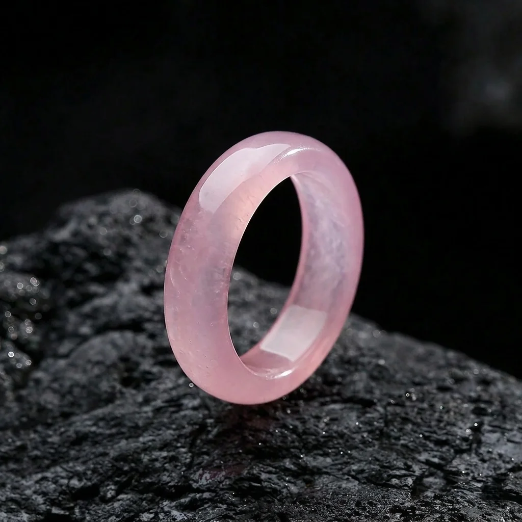 Jade Style Pink Agate Ring for Women, 6mm Natural Stone Ring, Natural Gemstone Band, Boho Jewelry US Size 6-9