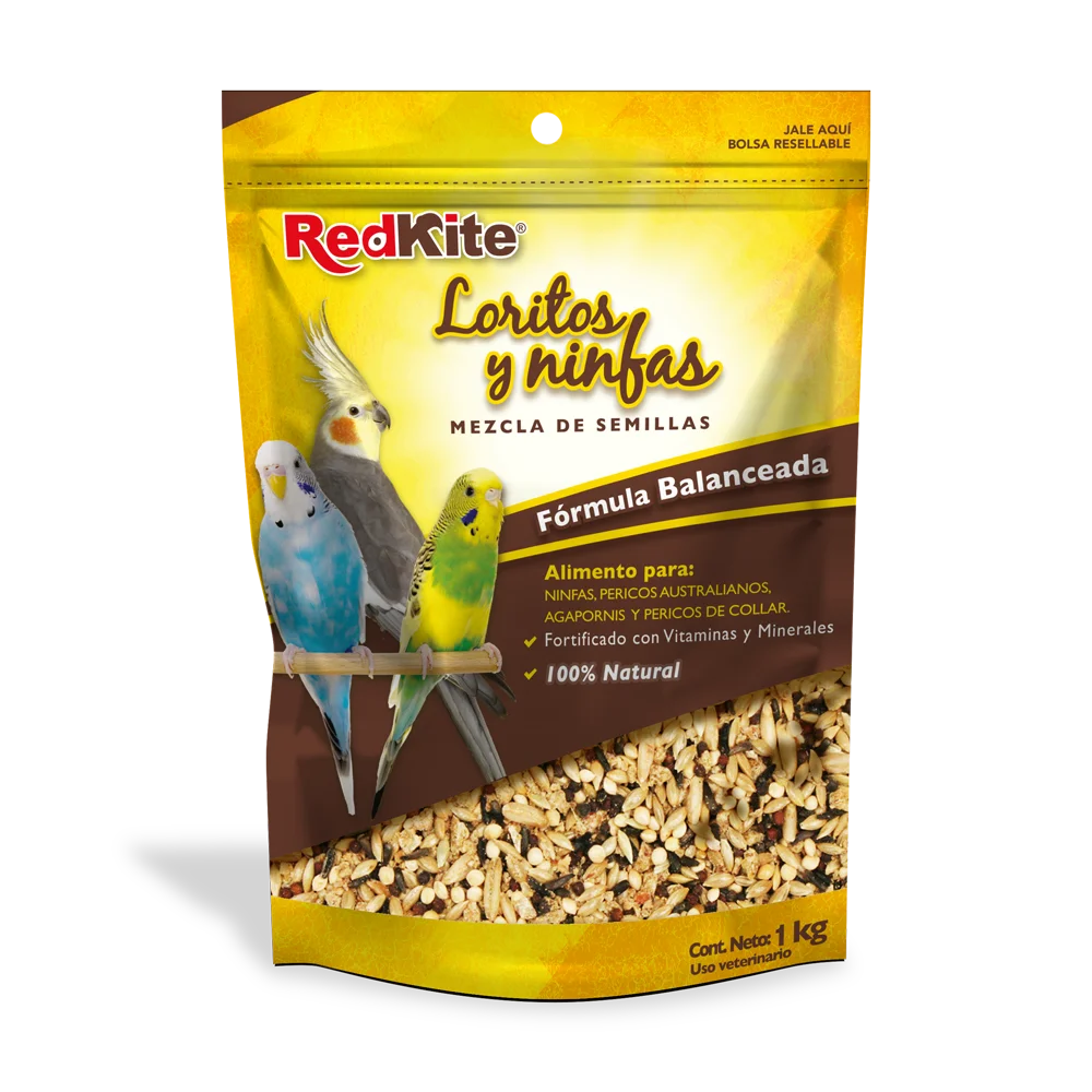 Alimento para aves, mezcla de semilla para loritos y ninfas RedKite.