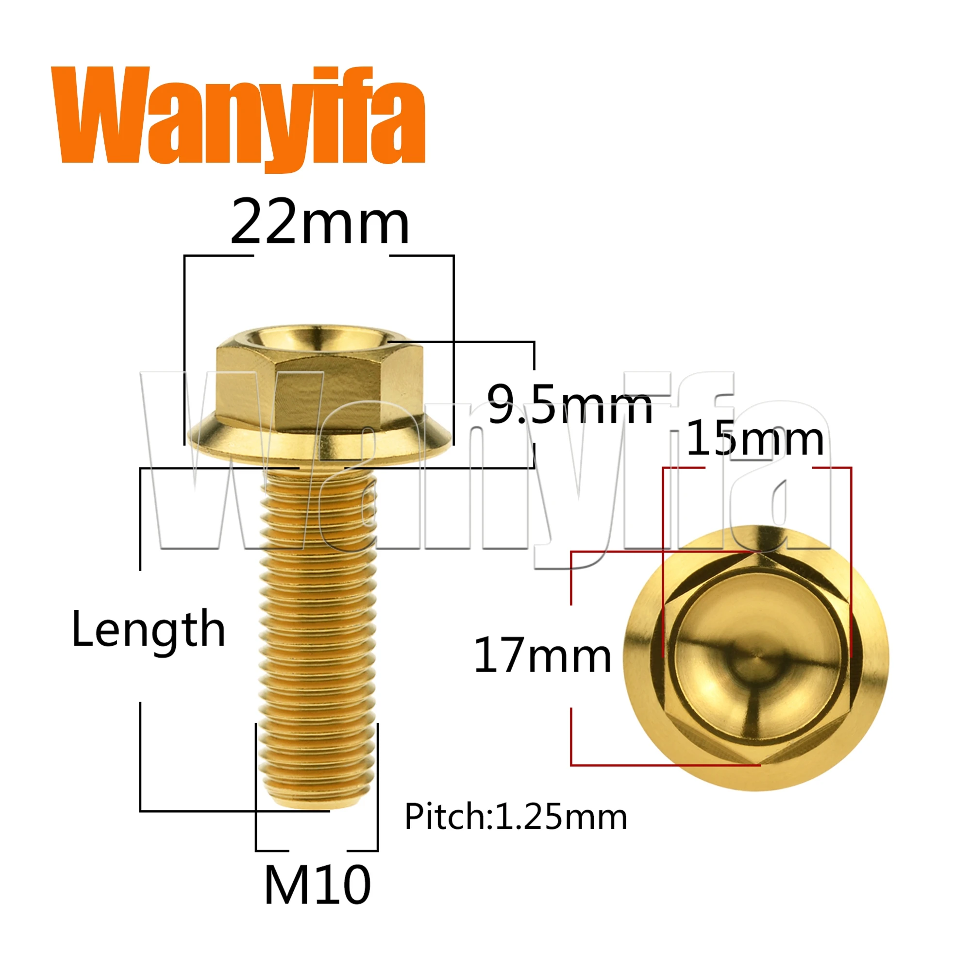 Wanyifa Titanium Bolt M10x20/25/30/35/40/45/50/55/60/65/70/75/80/100mm Motorcycle Part DIN6921 Flange Head Screw for Ducati