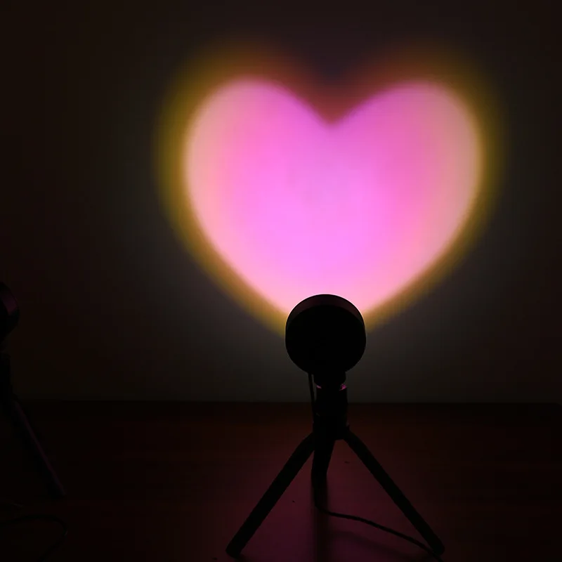 Heart-shaped Table Lamp Projector Sunset Lamp Ambient Night Light Photography Party Bedroom Xmas Room Home Decor