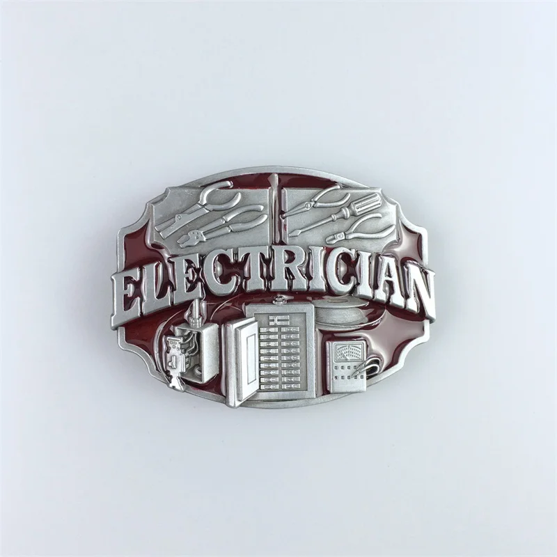 Vintage Red Enamel Electrician Trades Tradesman Belt Buckle Gurtelschnalle Boucle de ceinture also Stock in US Free Shipping
