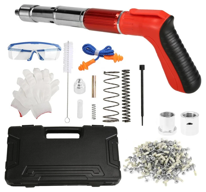 Mini Stalen Schiethamer Handheld Klinknagelpistool Betonnen Muur Plafond Muuranker Draad Steken Apparaat Thuis Muurbevestiging Klinknagel Gereedschap