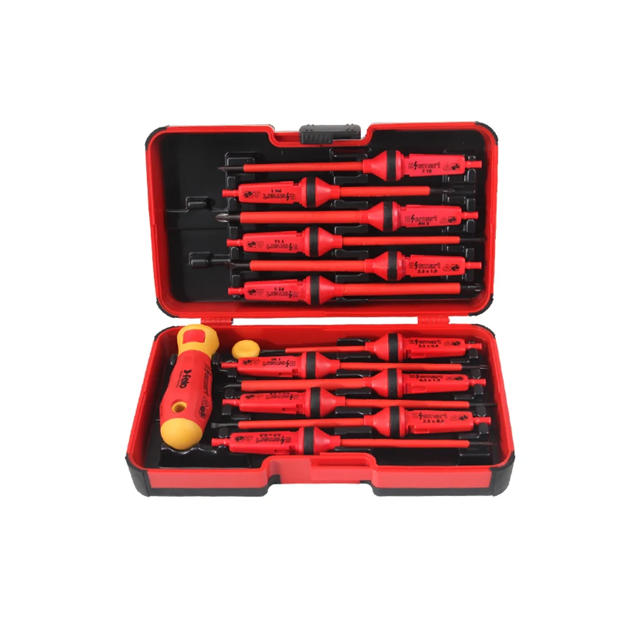 Felo 14 Pieces 1000V Insulated Screwdriver Set Electrician Interchangeable Screwdriver with Tool Box NO.06391306