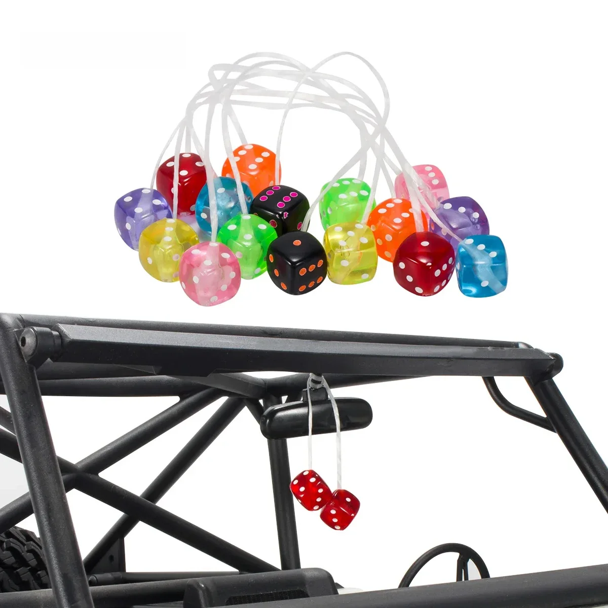 Kunststoffskala Fuzzy Dice Mehrfarbiges Hängezubehör für 1/10 RC Rock Crawler TRX4 TRX6 SCX10 III CJ-7 90046 Wraith Upgrade