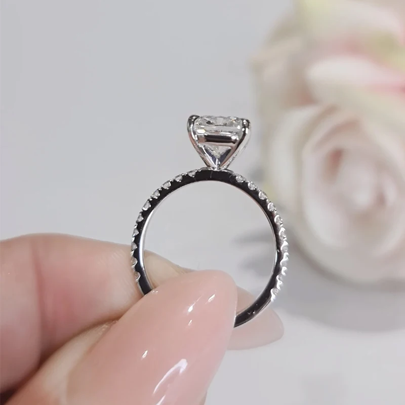IGI Certified 2CT CVD lab Grown Square Cushion Cut Diamond EF VS Cushion Ring Lab Grown Diamond Engagement Ring 14k White Gold