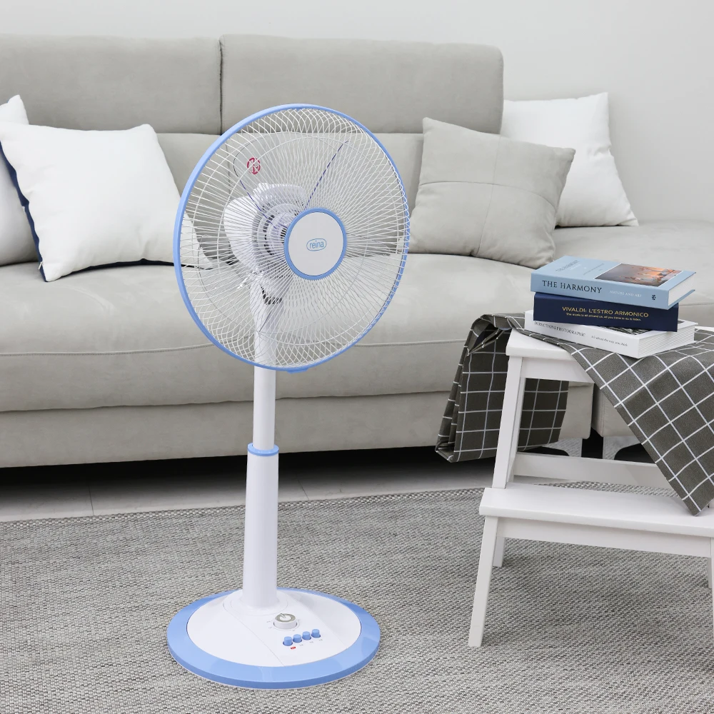 Reyna-Elétrica Home Seat Stand Base Fan, 5 Leaf Timer, ventilador de chuva, RF-4101, 35cm, preço barato