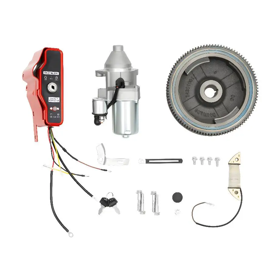 GX390 Flywheel Kit with Starter Motor for Honda GX340 11HP GX390 13HP Generator Pre-2011 Cast Iron Aluminum Durable Rustproof Easy Start Key Switch Control Box Display