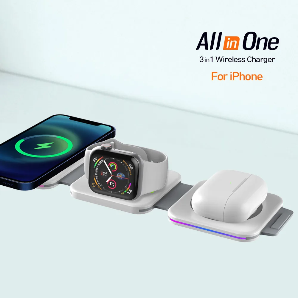 Airpod Watch for iPhone Rch Flip Folding Maxsafe Portable Wireless High Speed Charger 3in1 Flip