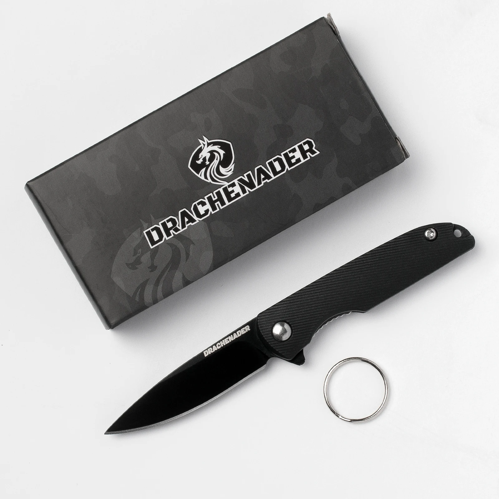 Keychain Folding Knife, Black Tactical Pocket Knife with ABS Non-Slip Handle, EDC Small Camping Knife for Outdoor Use