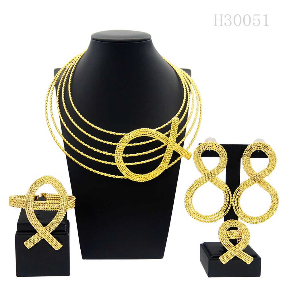 Imagem -06 - Syhol-brincos Grandes Artesanais Banhados a Ouro Dubai Colar Surround Simples Conjunto de Jóias Estilo Minimalista 24 Originais Fashion