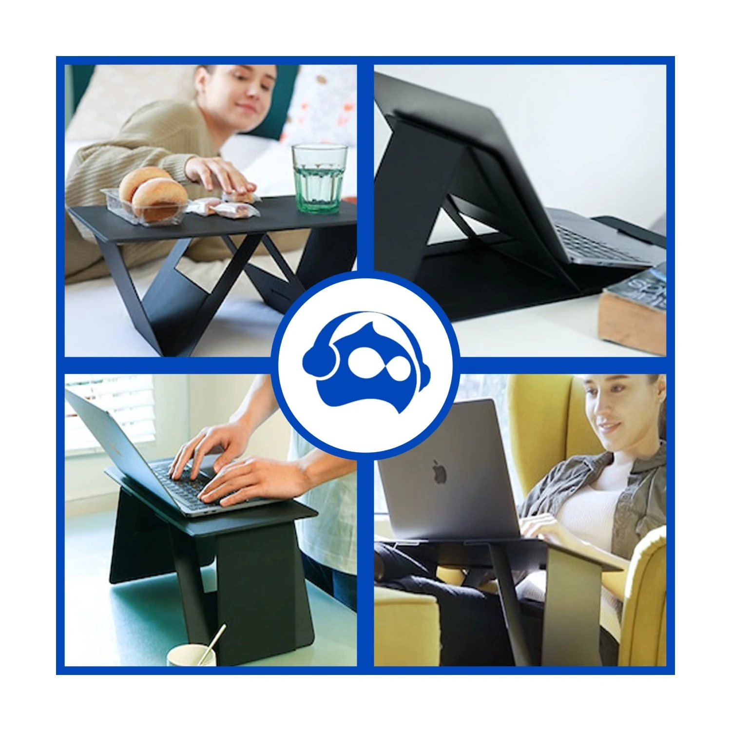 حامل كمبيوتر محمول قابل للطي من Bluelander ، طاولة قابلة للطي ، قابلة للتحويل إلى حامل الكمبيوتر اللوحي ، بطانة جلد PU مقاومة للماء ، متينة وقابلة للتعديل ، مساحة كبيرة ، مكتب متعدد الوظائف والمنزل