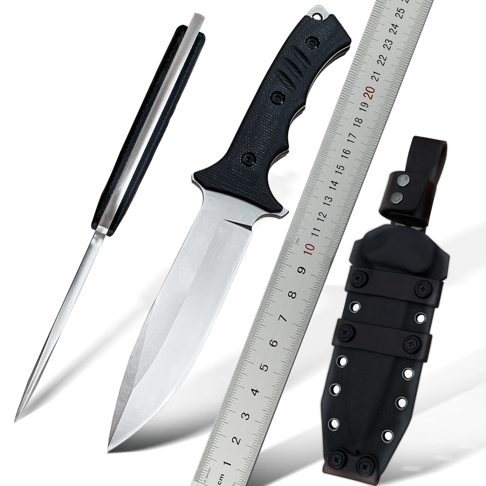 AUS-10 Steel Handmade Collectible Micarta Handle Leather Sheath Outdoor Camping EDC Gift for Men