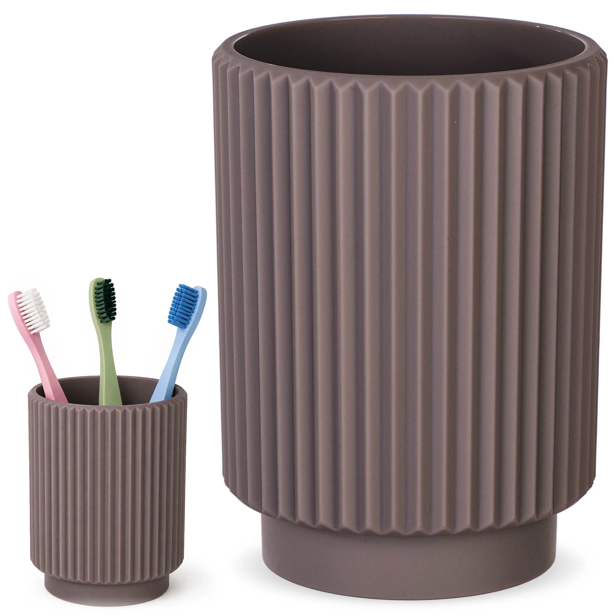 Kadax Badkamer Tandenborstel- en Tandpasta Houder Polyresin Organizer Cosmetische Borstelhouder Hygiënische Accessoires Taupe 1 Stuk
