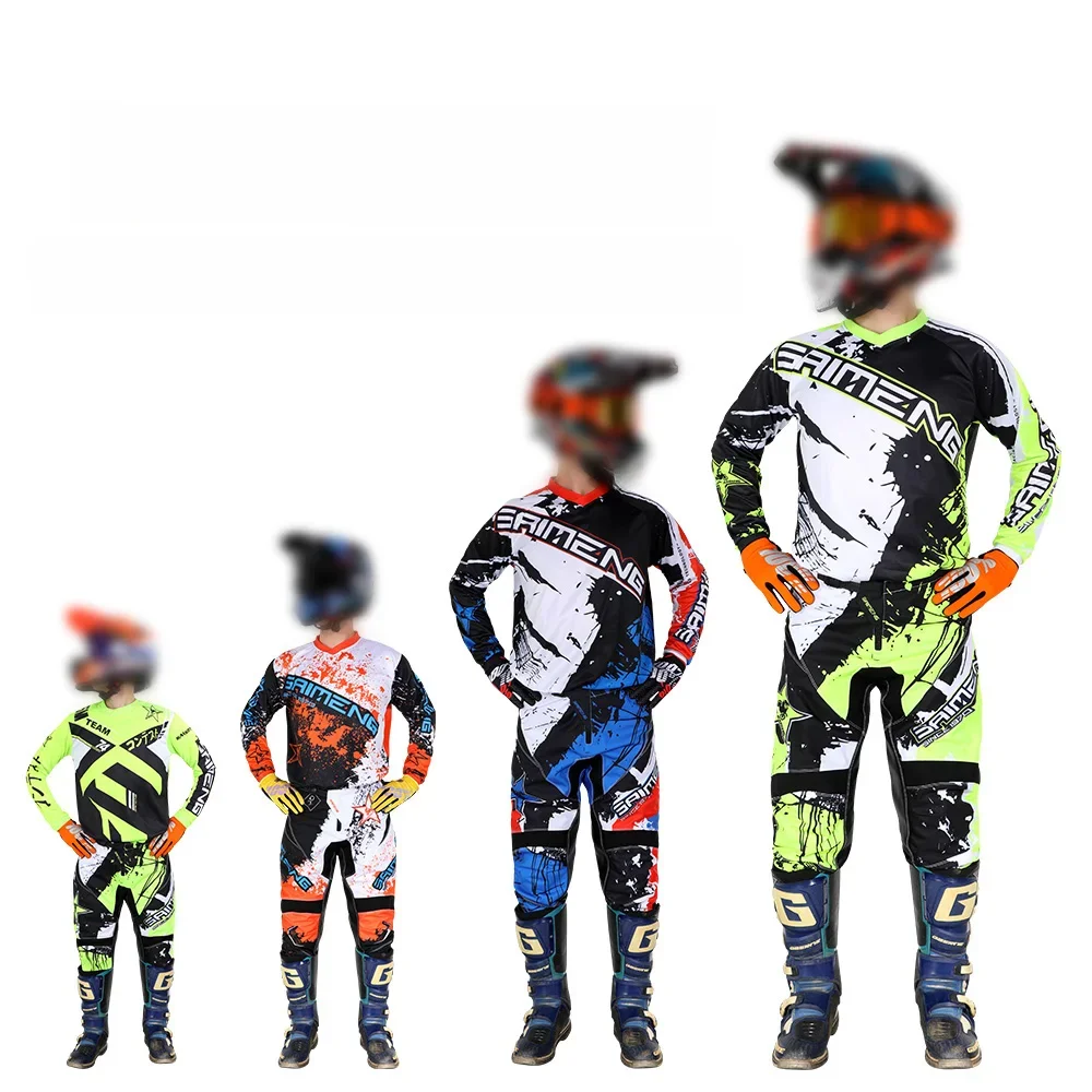 AliExpress SAIMENG RACING Youth Jersey Pant Combo for Kids MX Motocross Gear Set Children Racing Suit Off-road MTB 5 6 7 8 9 10 11 12 13 14 15 years old