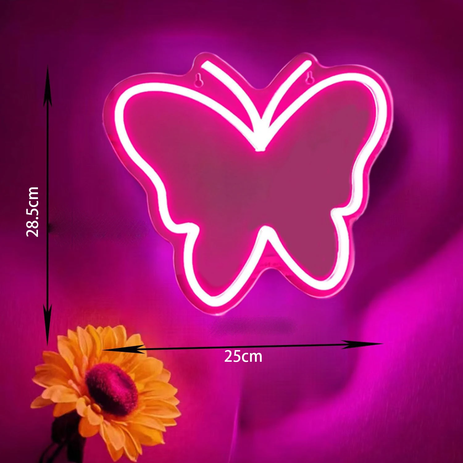 Butterfly Mirror Neon Sign, USB Powered Butterfly Mirror Led Neon Light Sign, Butterfly Light for Bedroom Girls Room Wall Decor