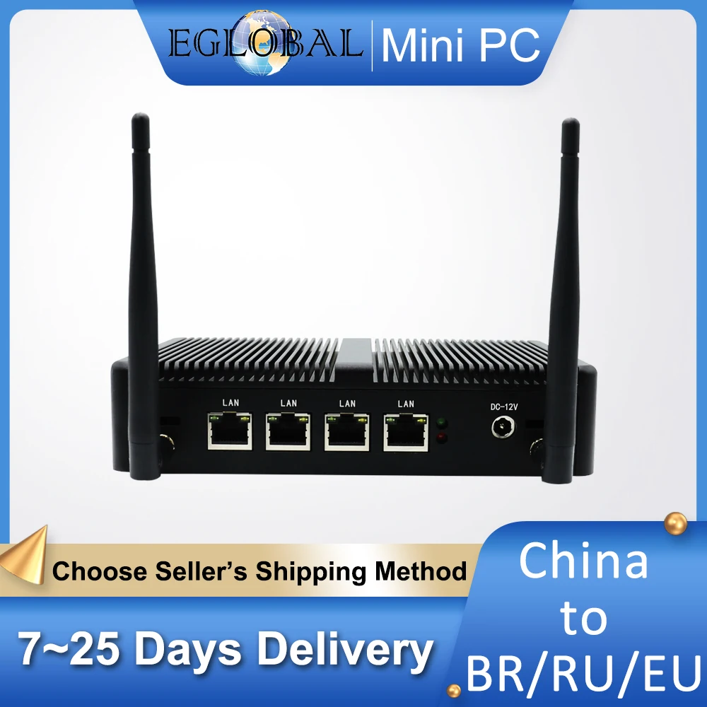 Eglobal-Mini PC Linux J1900, Sans Ventilateur, Façade, Core CharacterItx 4 x Intel WGI225AT Gigabit RJ45 Lan, Routeur Pare-enquêter, Serveur de Sécurité