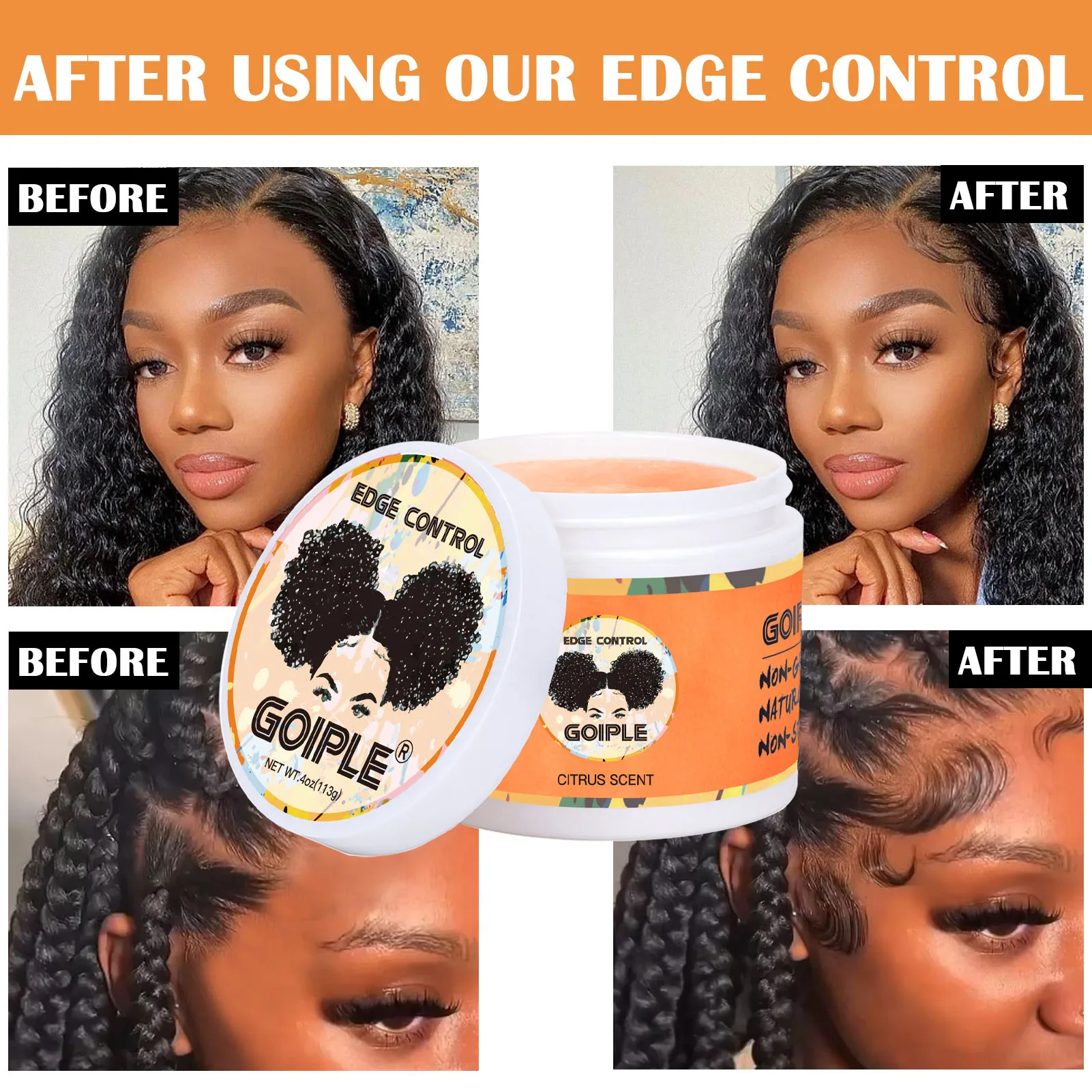 Goiple Hair Styling Wax Cream for Women 24 Hour Strong Hold Non-greasy Smoother Flyaway Baby Hair Pomade Edge Control Gel for 4C