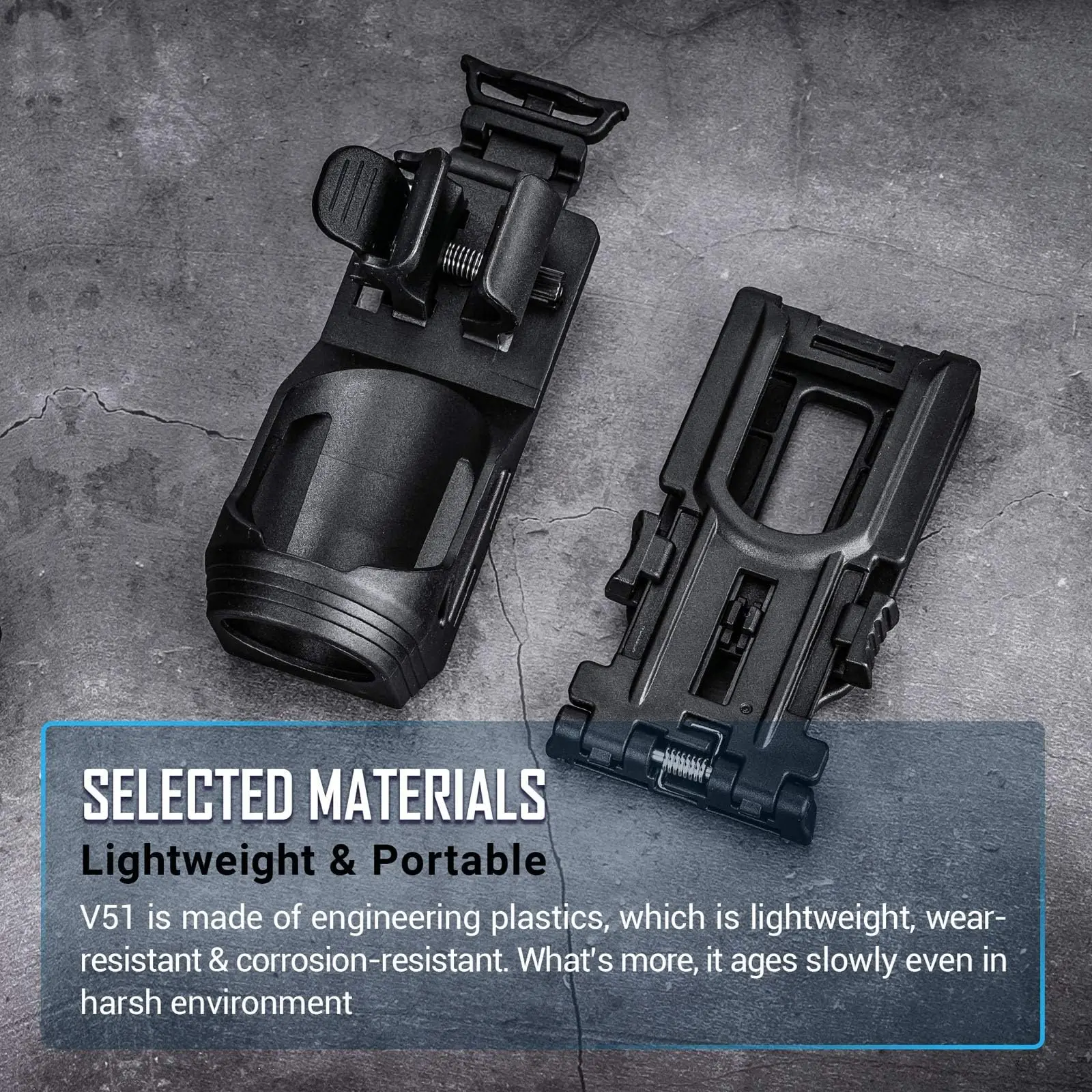 حافظة مصباح يدوي تكتيكي مع نظام قفل جانبي للرافعة 2100 لومن مصباح يدوي ستروب ضبط عرض الحزام وظيفة قفل التصميم #2