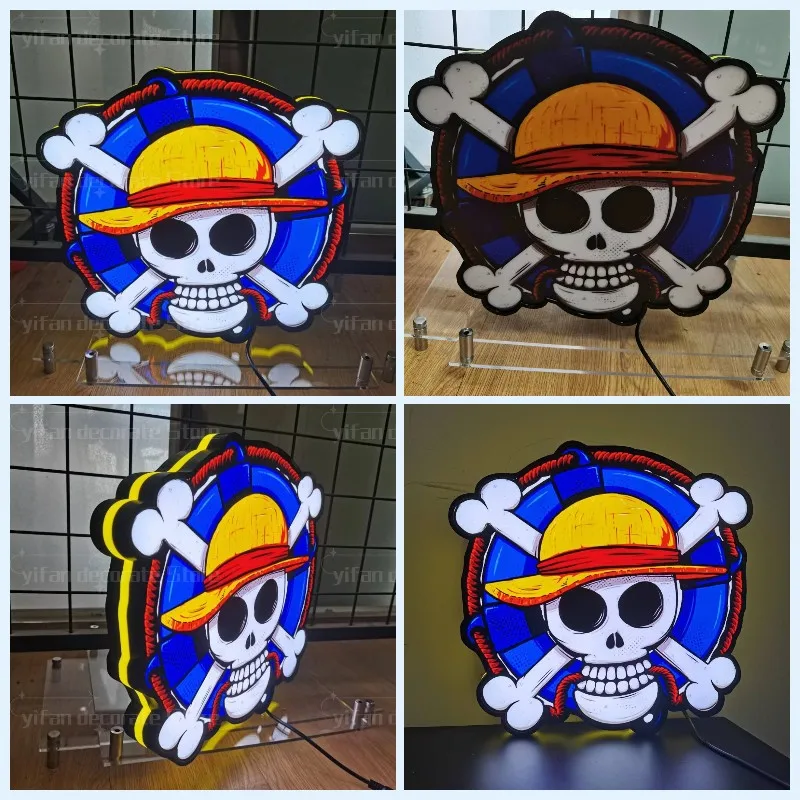 

Hakkoween Skull Logo LED Nightlight Gift 3D Print Desktop Lightbox Custom Wall Decor for Kids Illuminated Gaming Room Light Sign