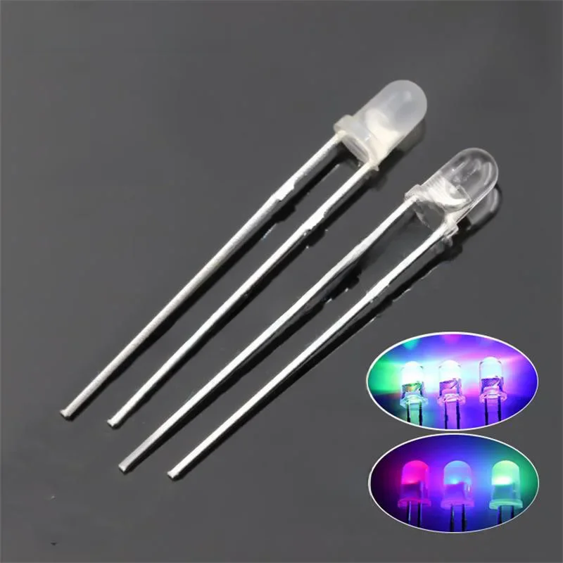 50 sztuk/partia F3 3mm szybka/powolna lampa błyskowa RGB czerwony zielony niebieski tęczowy wielokolorowy dioda elektroluminescencyjna okrągła dioda LED pełny kolor DIY — zdjęcie 2