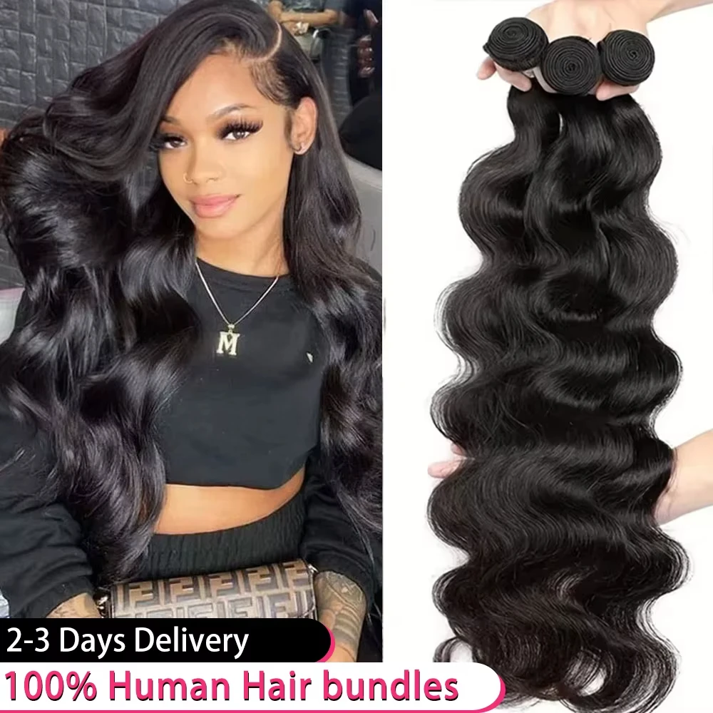 

30 40 Inch Body Wave Bundles 100% Unprocessed Human Hair 16A Raw Hair Bundles Extensions Brazilian Natural Black 3 4 Bundle